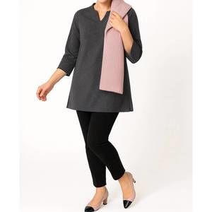 NEW SHANNALEE double fabric front tunic in black